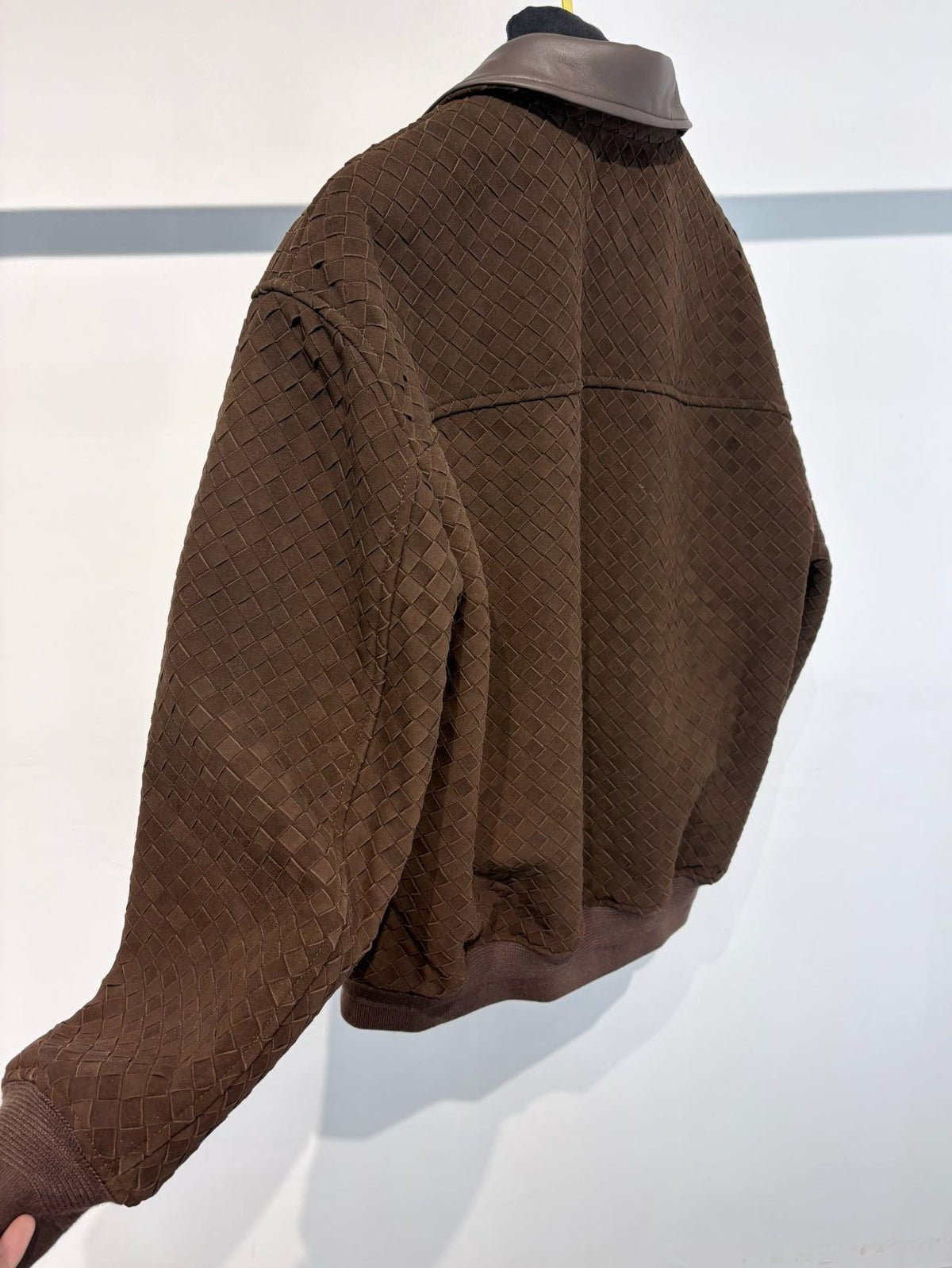 Falection FW26 Intrecciato Suede Blouson Jacket in Brown