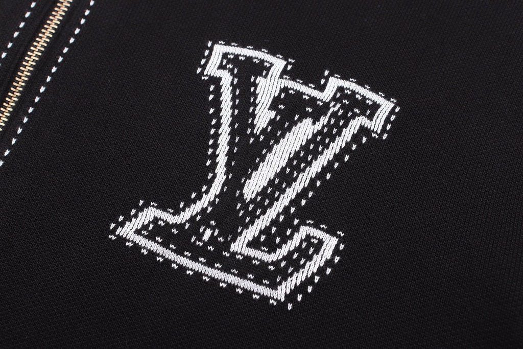 Falection FW26 Graphic Intarsia Zipped Cotton Hoodie in 2 Colors