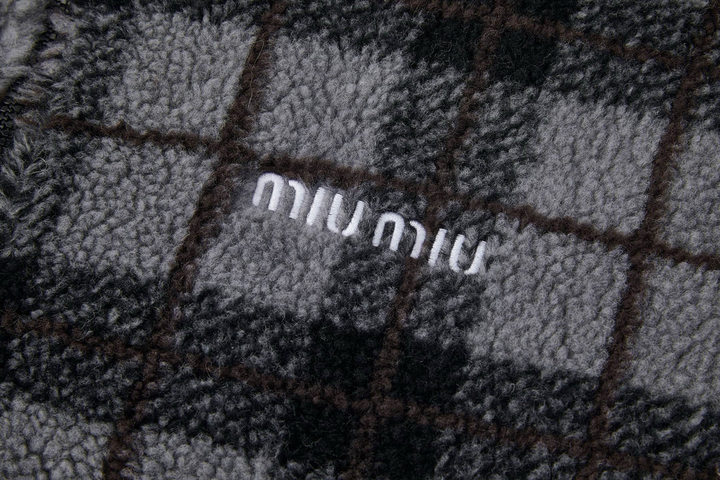 Falection FW26 Checked Teddy Zipper Jacket in 2 Colors