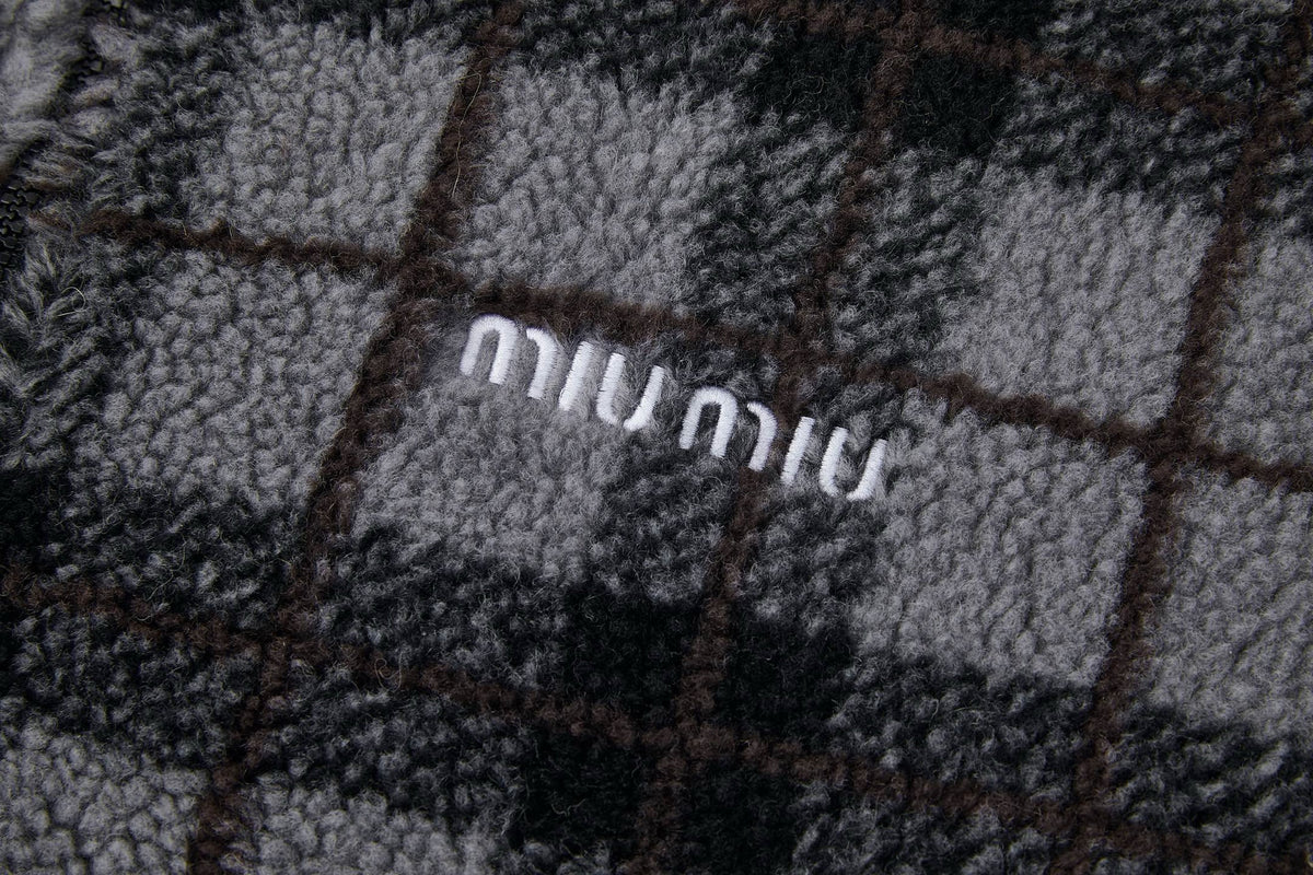 Falection FW26 Checked Teddy Zipper Jacket in 2 Colors