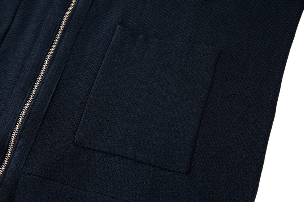 Falection FW26 Leather Logo Wool Zip Up Cardigan in 3 Colors