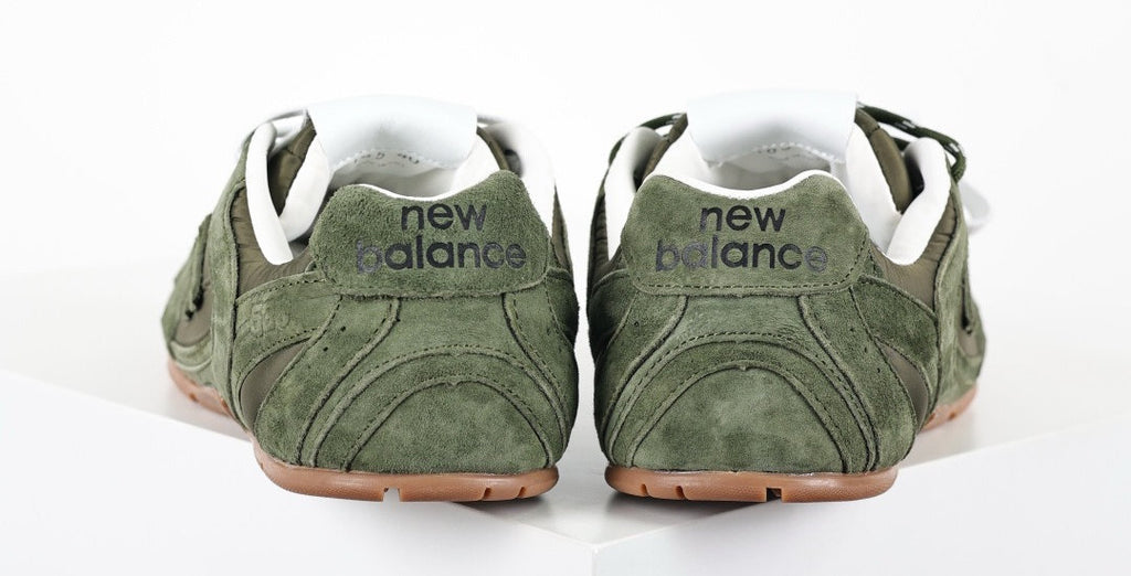 Falection NB x MIU SS26 530 SL Technical Fabric and Suede Sneaker in Olive