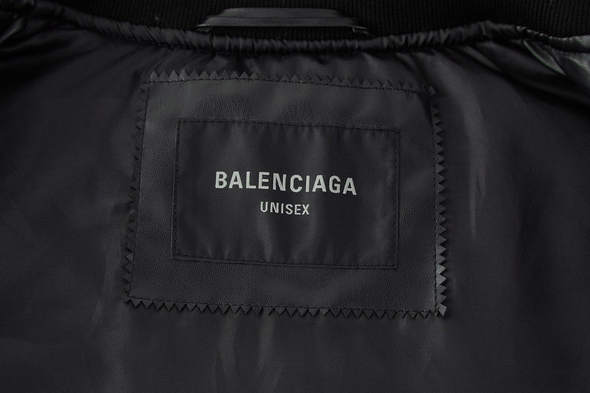 Falection FW26 Faux Leather Basketball Series Bomber Jacket