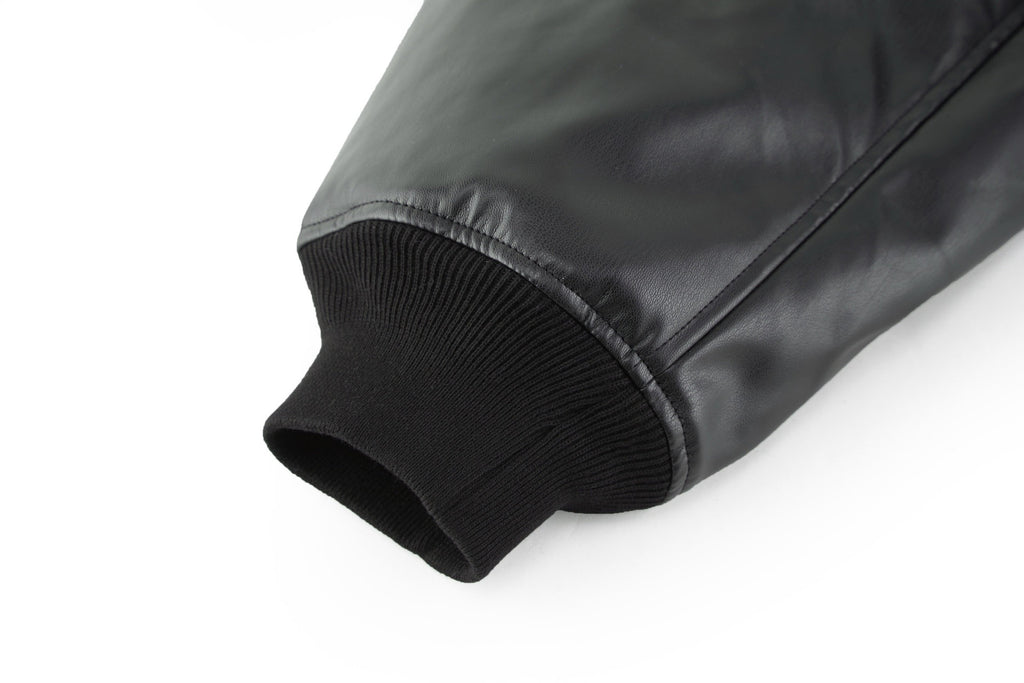 Falection FW26 Faux Leather Basketball Series Bomber Jacket