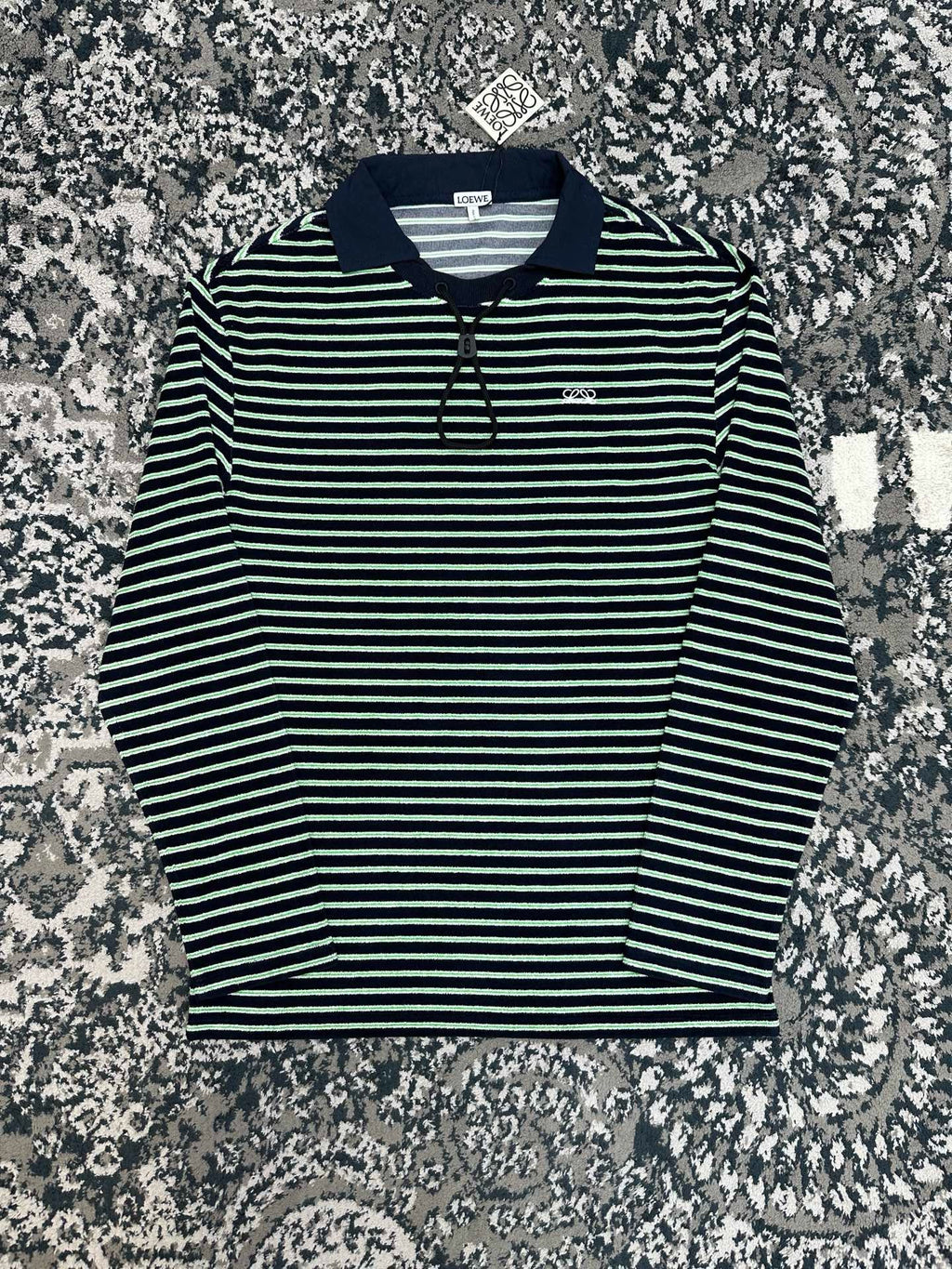 Falection FW26 Navy Stripe Toggle Polo Shirt