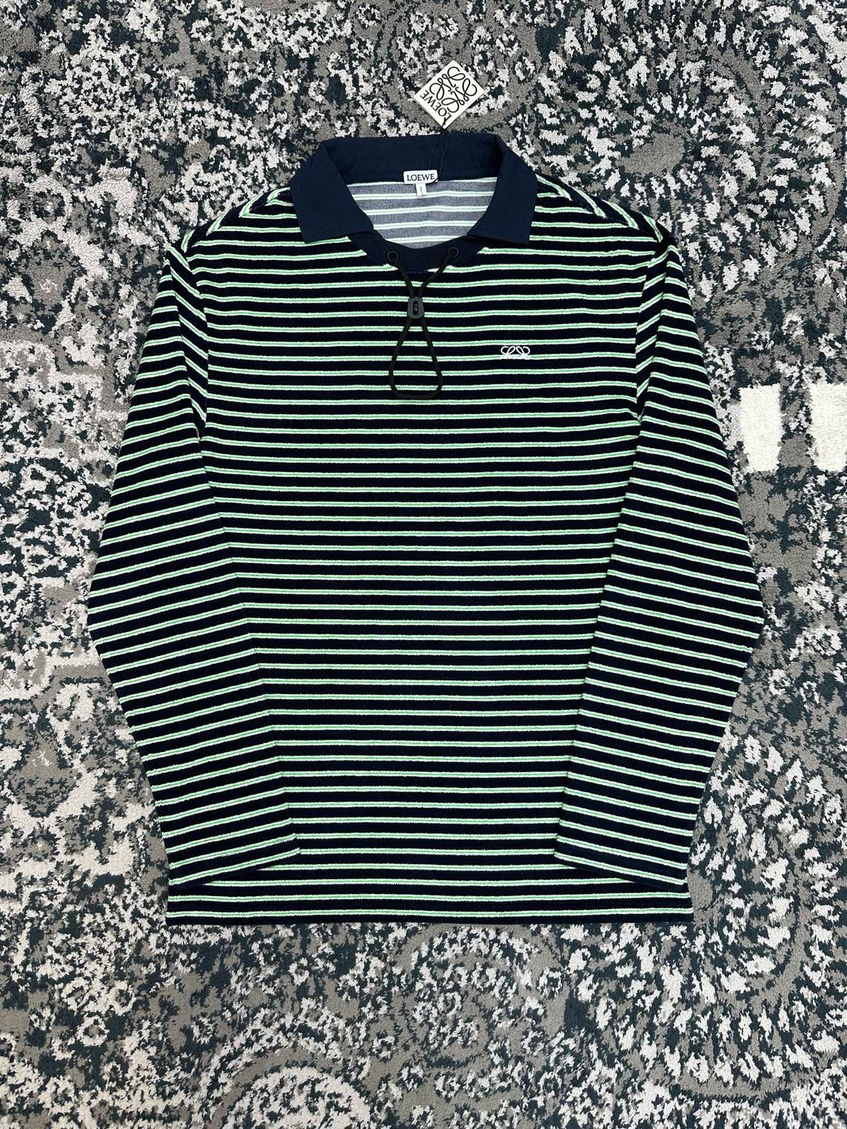 Falection FW26 Navy Stripe Toggle Polo Shirt