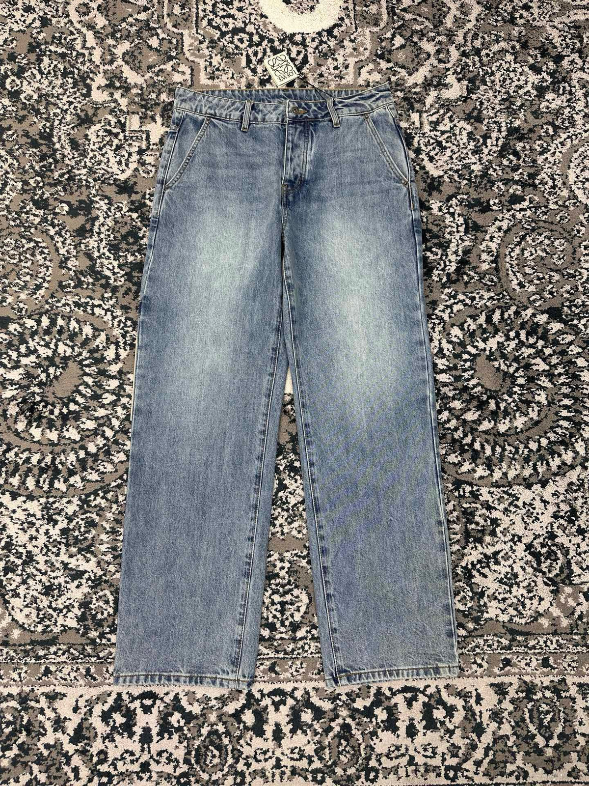 Falection FW26 Leather Patch Straight Leg Jeans in 2 Colors