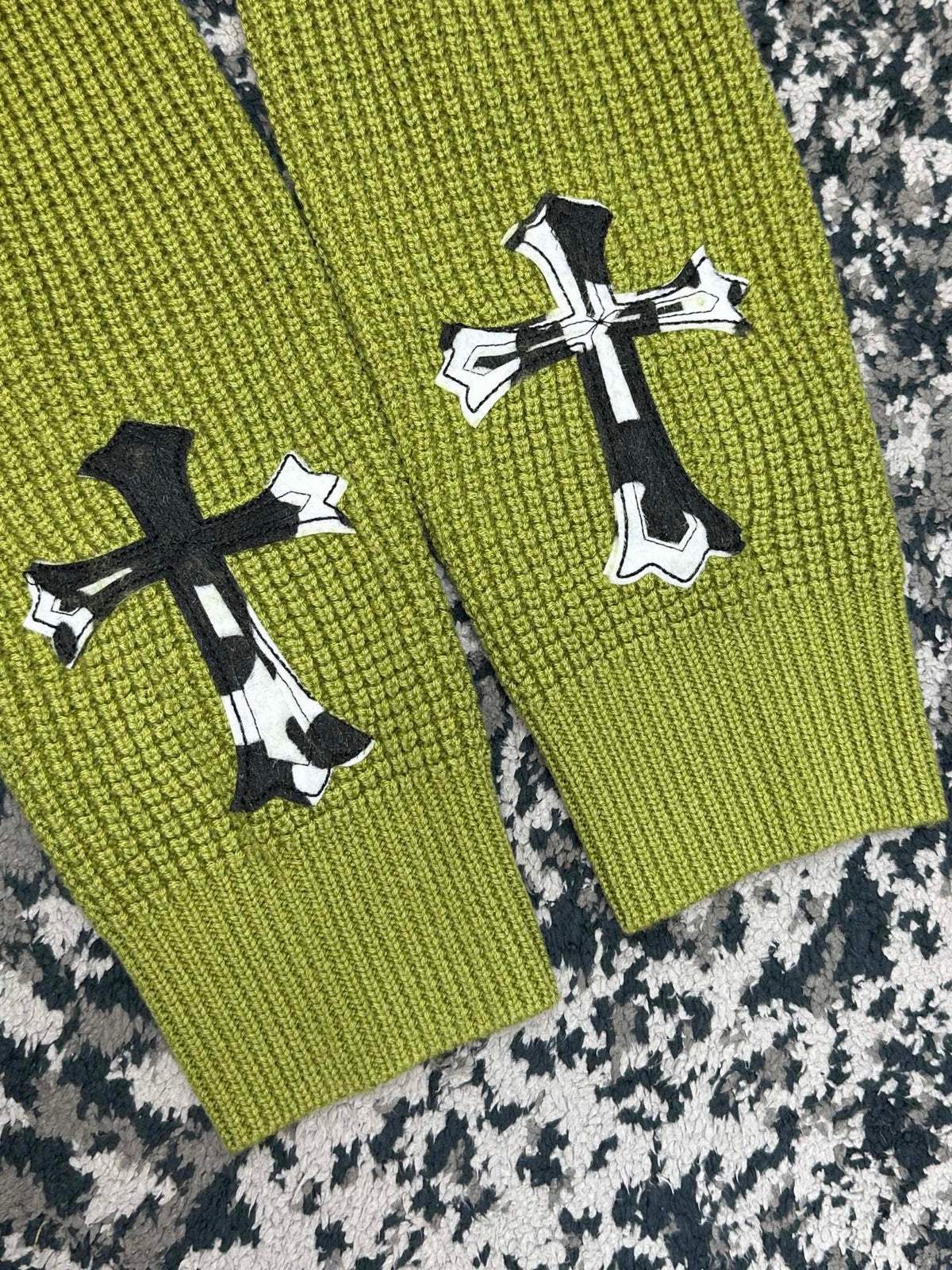 Falection CH FW26 Cross Patch Sweater in Green