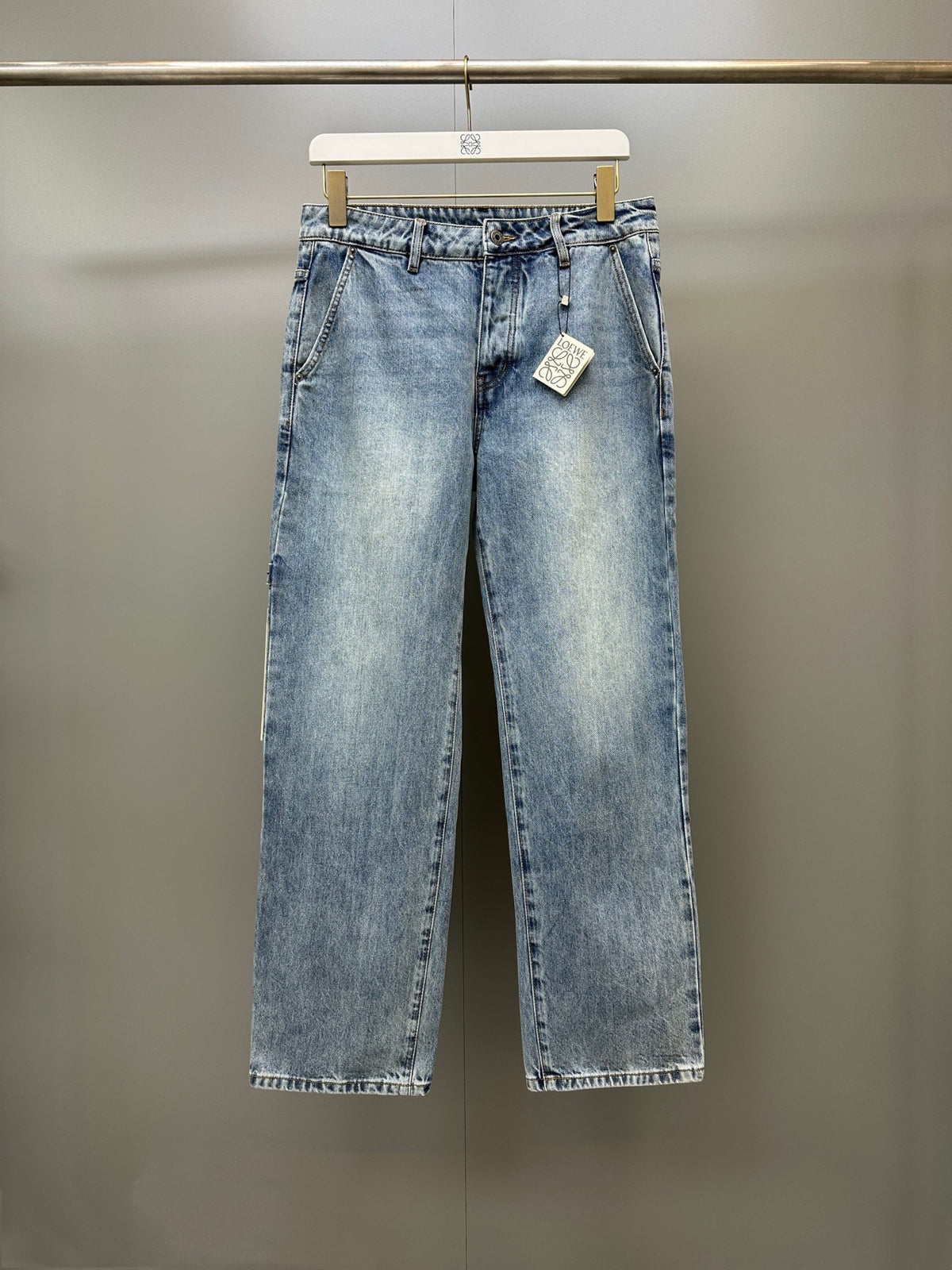 Falection FW26 Leather Patch Straight Leg Jeans in 2 Colors