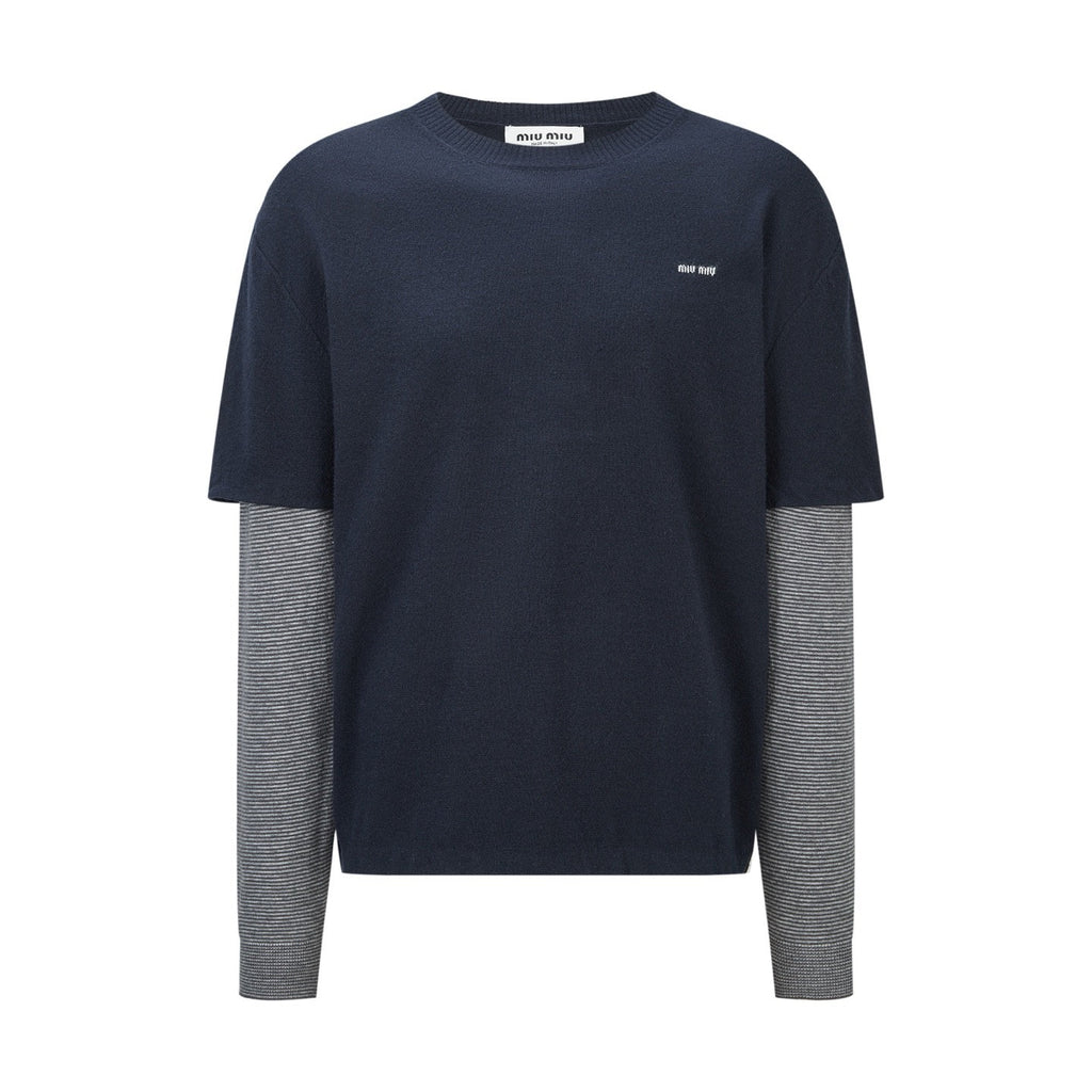 Falection FW26 Layered Sleeve Logo Embroidered Sweater