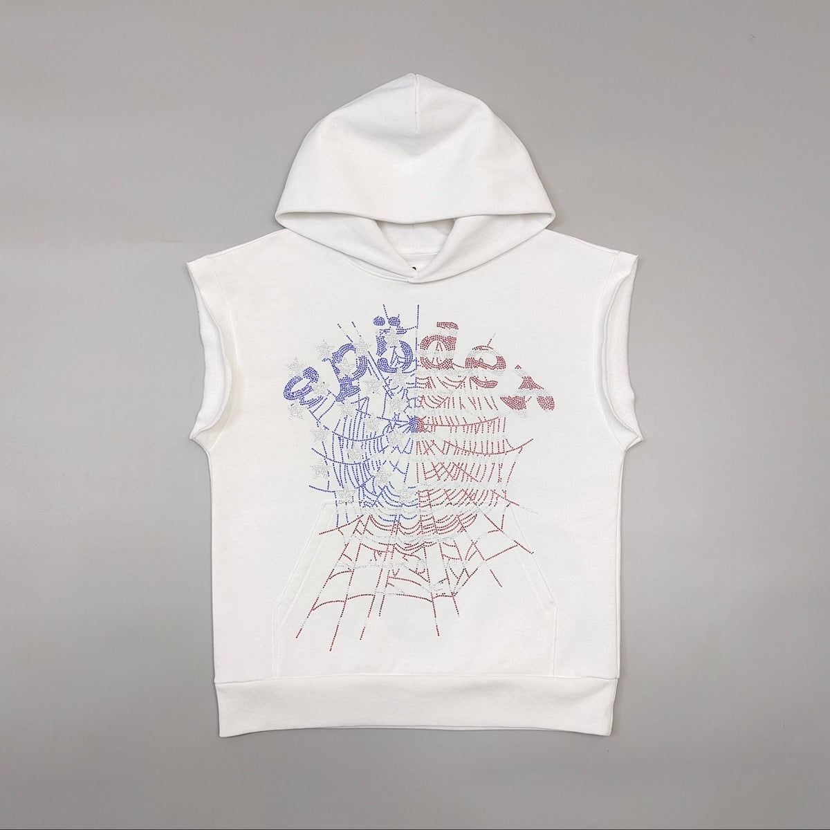 Falection Sp5der FW26 Rhinestone OG Web Sleeveless Hoodie