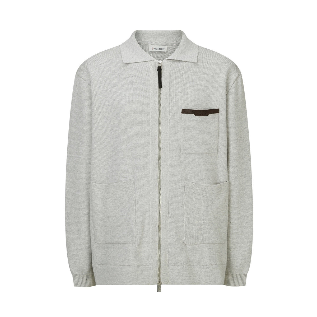 Falection FW26 Leather Logo Wool Zip Up Cardigan in 3 Colors