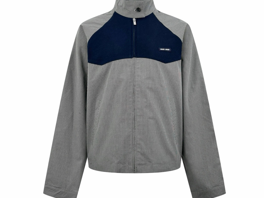 Falection FW26 Grey Gingham Check Blouson Jacket