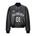 Falection FW26 Faux Leather Basketball Series Bomber Jacket