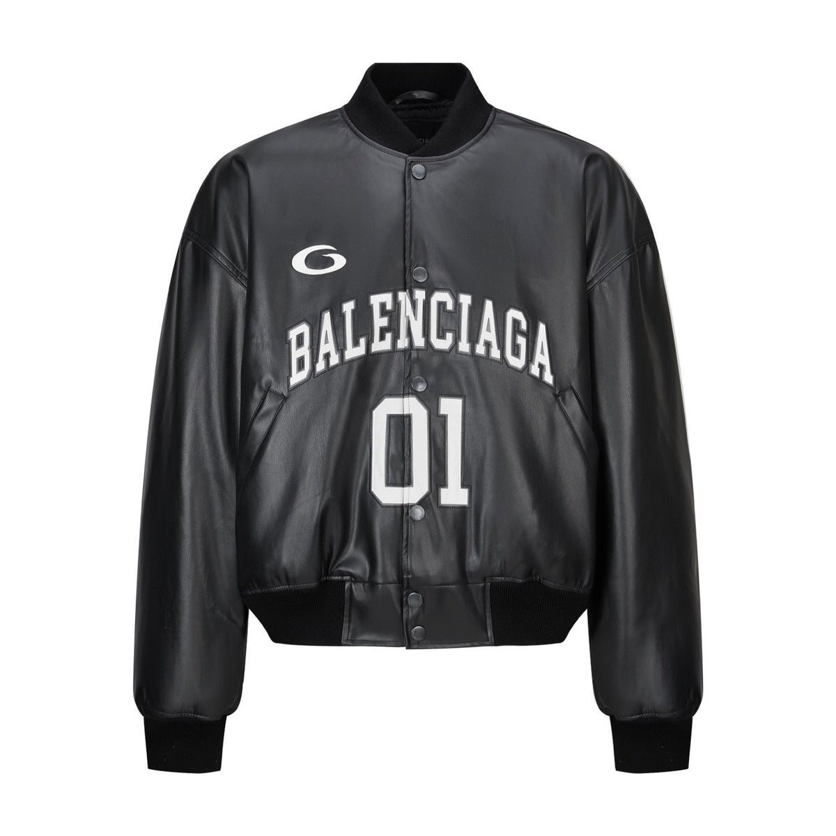Falection FW26 Faux Leather Basketball Series Bomber Jacket