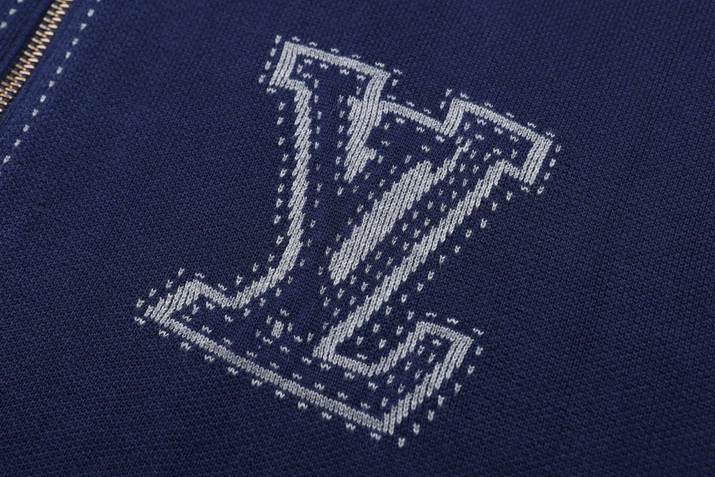 Falection FW26 Graphic Intarsia Zipped Cotton Hoodie in 2 Colors