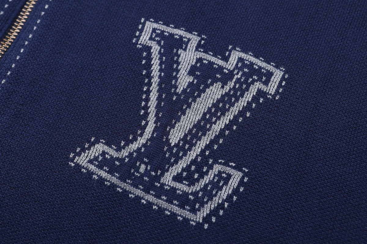 Falection FW26 Graphic Intarsia Zipped Cotton Hoodie in 2 Colors