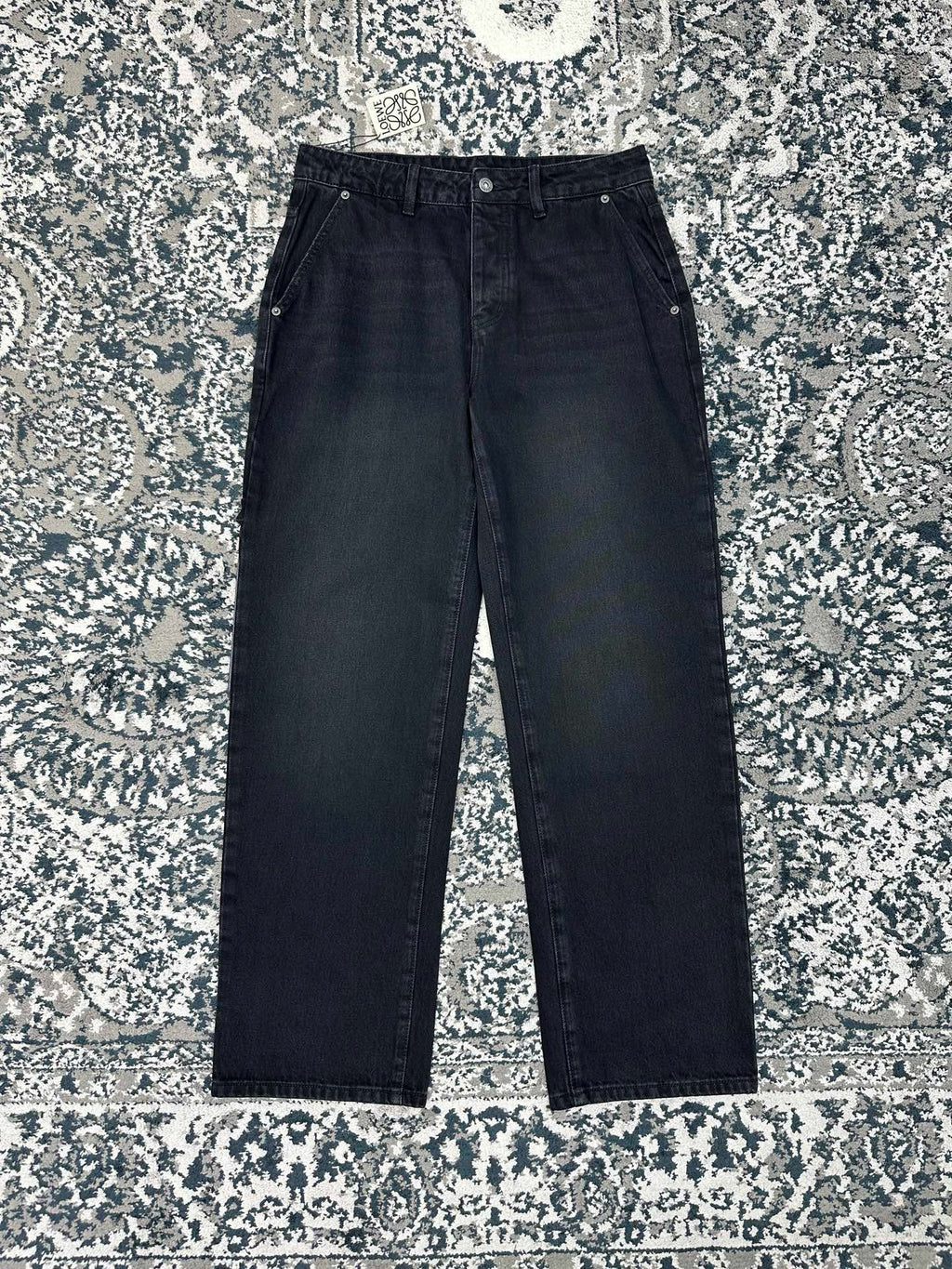 Falection FW26 Leather Patch Straight Leg Jeans in 2 Colors