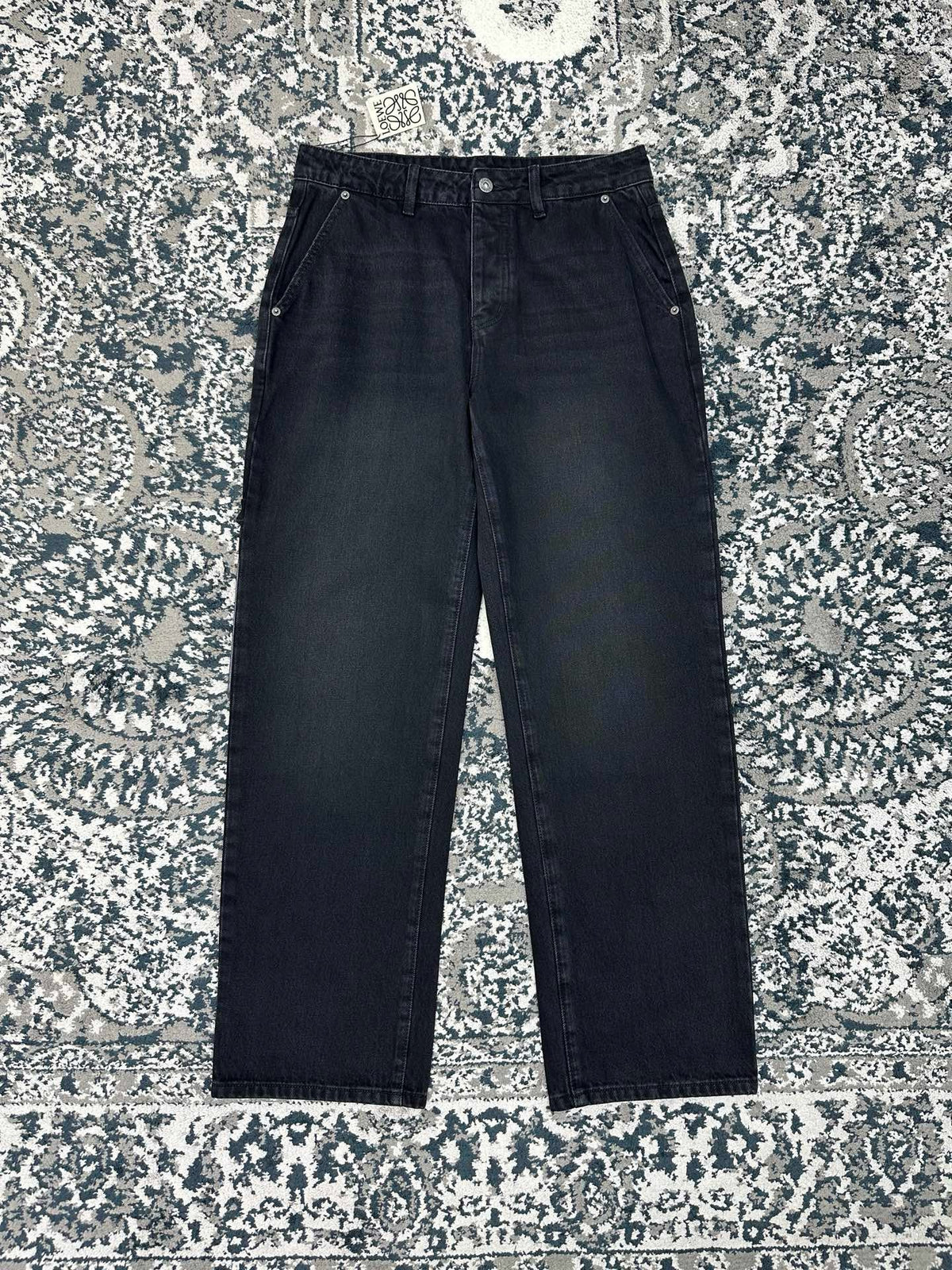 Falection FW26 Leather Patch Straight Leg Jeans in 2 Colors