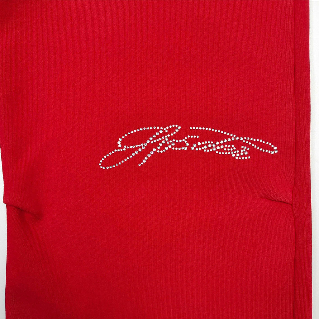 Falection Sp5der FW26 Rhinestone Embellished Sweatpants in Red