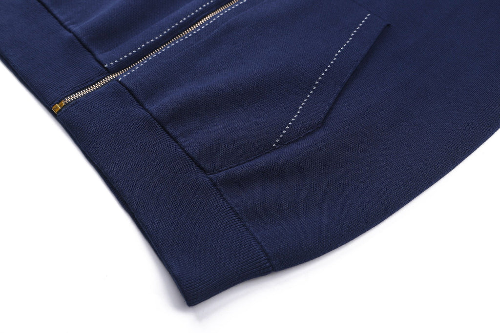 Falection FW26 Graphic Intarsia Zipped Cotton Hoodie in 2 Colors