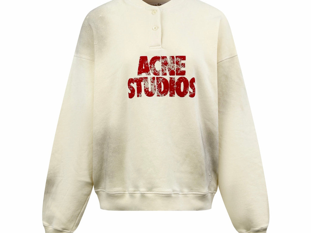 Falection FW26 Distressed Logo Fleece Sweatshirt in Cream