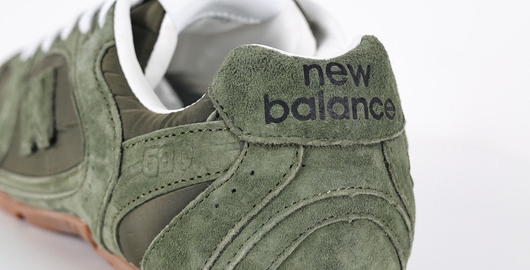 Falection NB x MIU SS26 530 SL Technical Fabric and Suede Sneaker in Olive