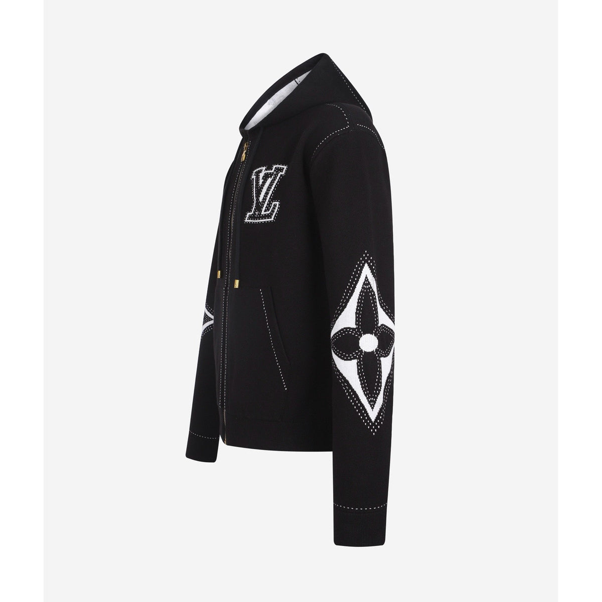 Falection FW26 Graphic Intarsia Zipped Cotton Hoodie in 2 Colors