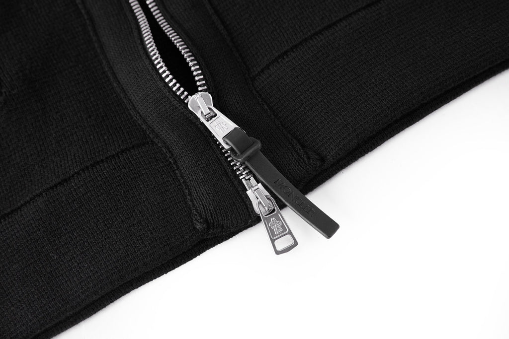 Falection FW26 Leather Logo Wool Zip Up Cardigan in 3 Colors
