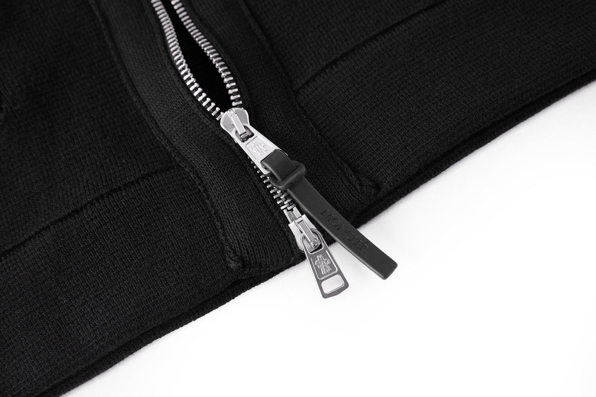 Falection FW26 Leather Logo Wool Zip Up Cardigan in 3 Colors