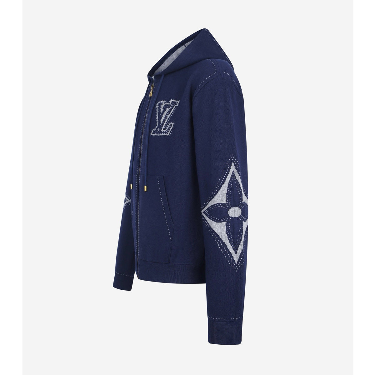 Falection FW26 Graphic Intarsia Zipped Cotton Hoodie in 2 Colors