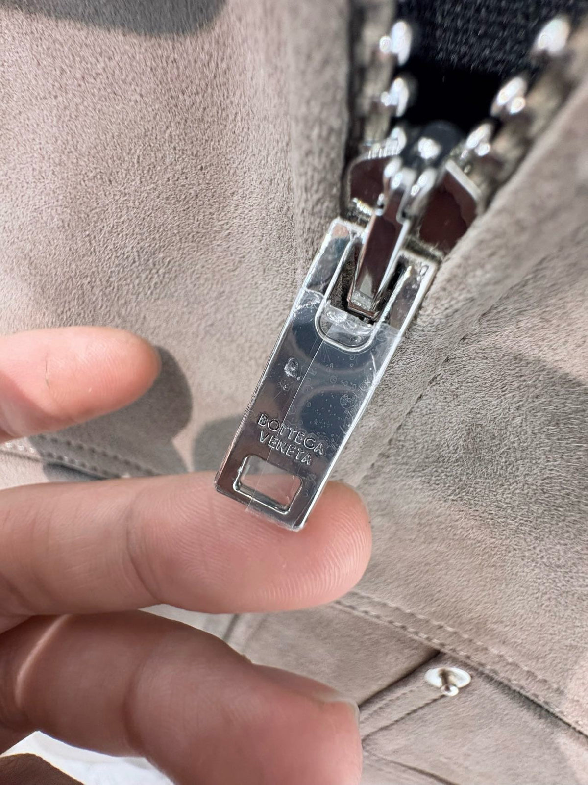 Falection FW26 Suede Leather Jacket in Gray Seal