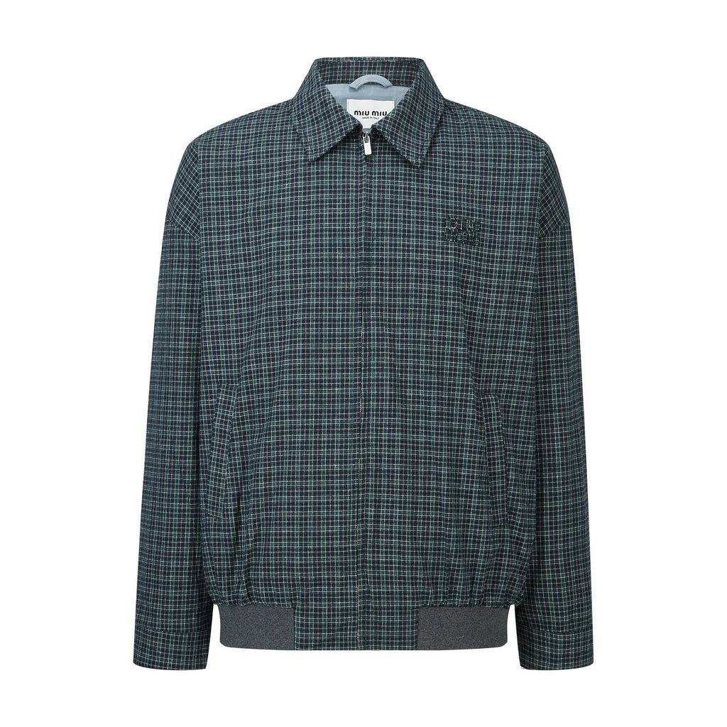 Falection FW26 Blue/Bottle Checked Flannel Blouson Jacket