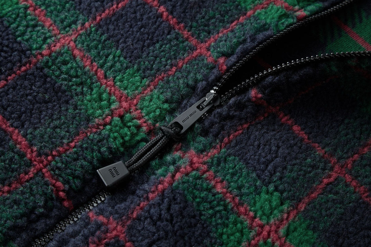 Falection FW26 Checked Teddy Zipper Jacket in 2 Colors