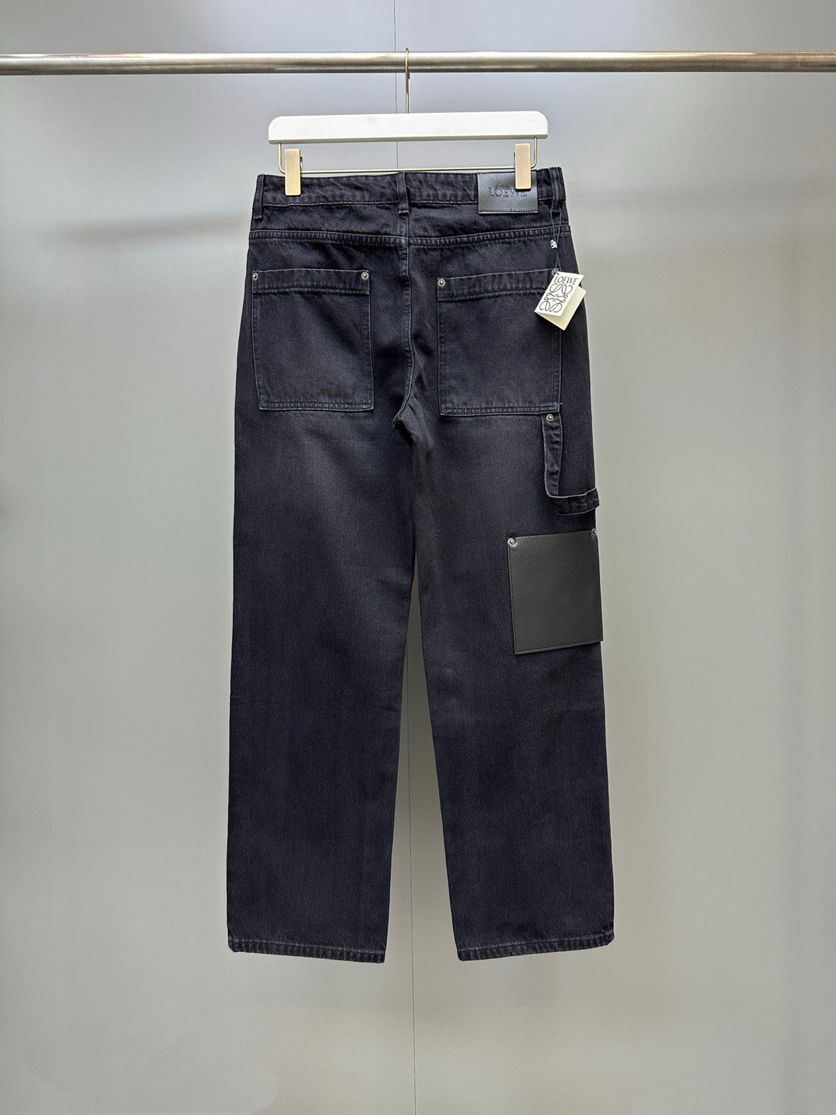 Falection FW26 Leather Patch Straight Leg Jeans in 2 Colors