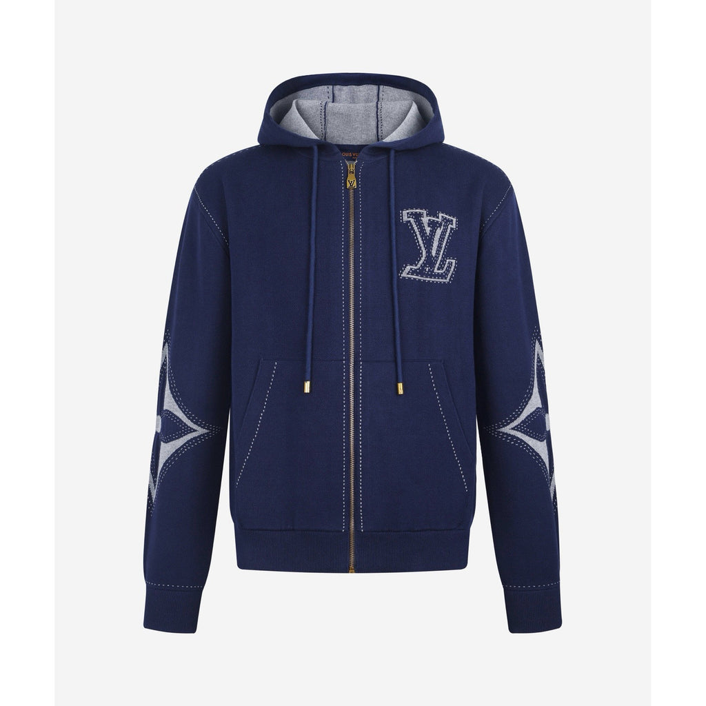 Falection FW26 Graphic Intarsia Zipped Cotton Hoodie in 2 Colors