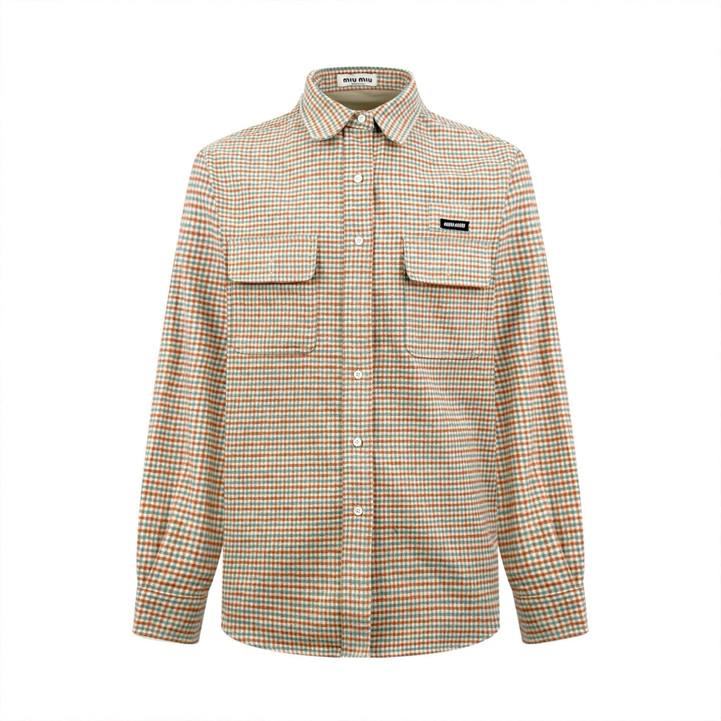 Falection FW26 Checked Cotton Shirt in Beige