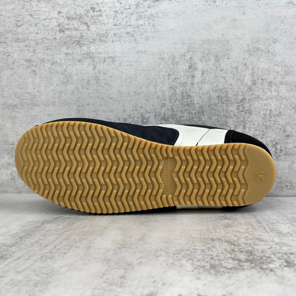 Falection FW26 Shot Sneaker Suede Strimmed in Black/White