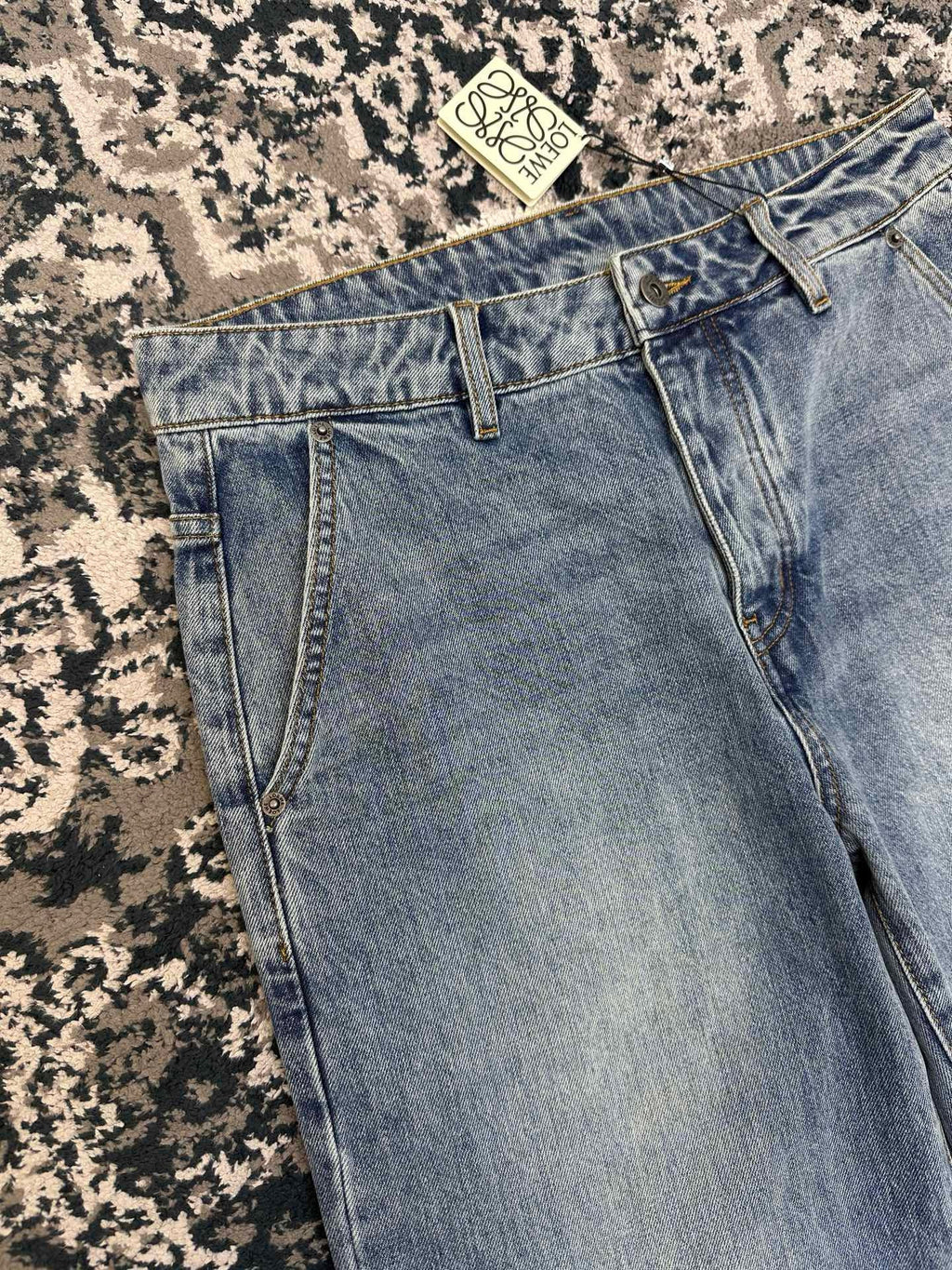Falection FW26 Leather Patch Straight Leg Jeans in 2 Colors