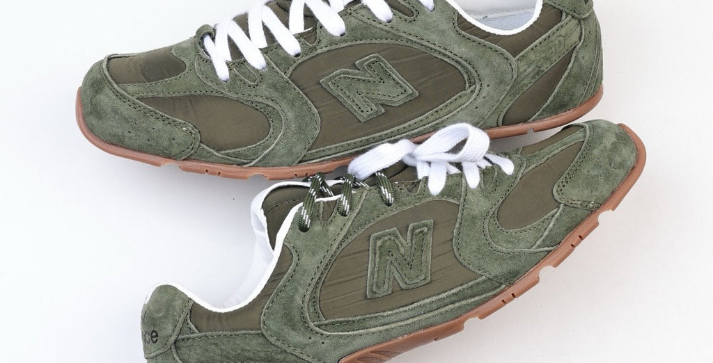 Falection NB x MIU SS26 530 SL Technical Fabric and Suede Sneaker in Olive