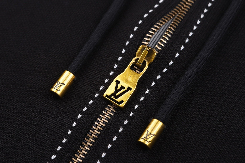 Falection FW26 Graphic Intarsia Zipped Cotton Hoodie in 2 Colors