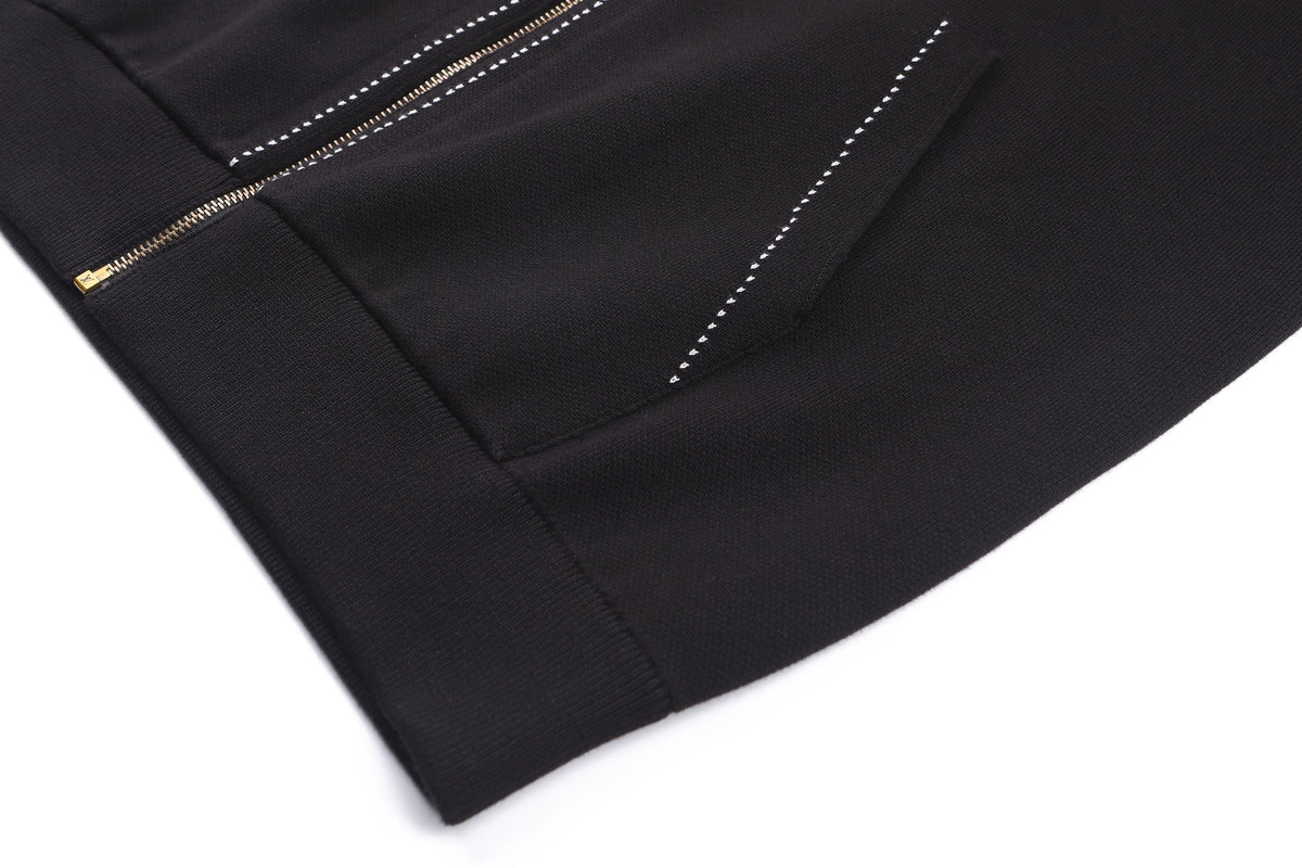 Falection FW26 Graphic Intarsia Zipped Cotton Hoodie in 2 Colors