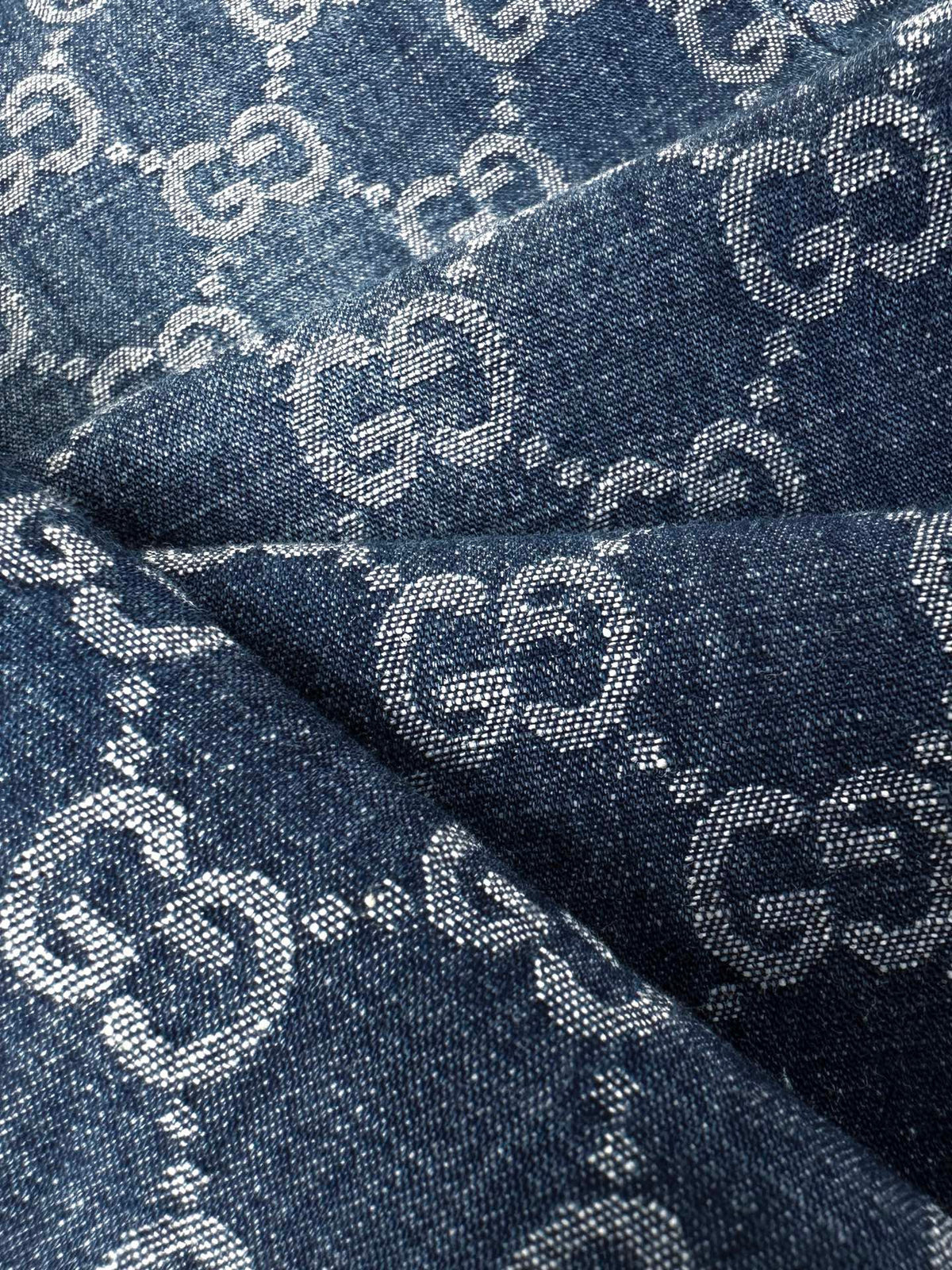 Falection FW26 GG Cotton Denim Jacquard Wide Leg Pants