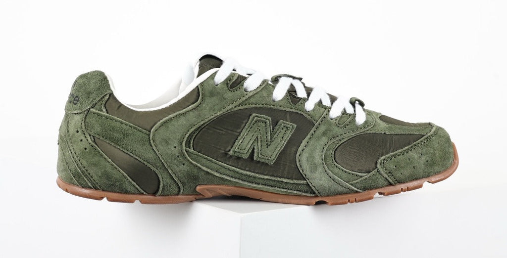 Falection NB x MIU SS26 530 SL Technical Fabric and Suede Sneaker in Olive