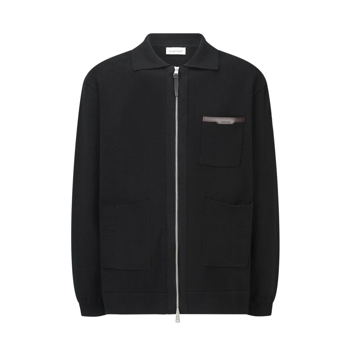 Falection FW26 Leather Logo Wool Zip Up Cardigan in 3 Colors