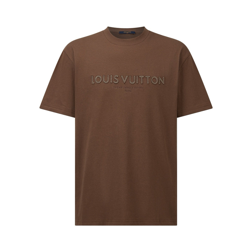 Falection FW26 Embroidered Signature Tee in Brown