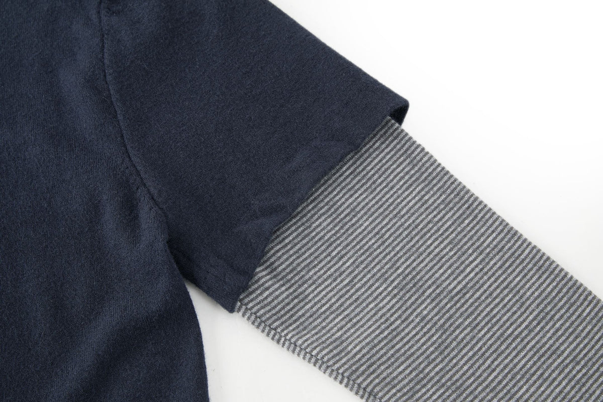 Falection FW26 Layered Sleeve Logo Embroidered Sweater