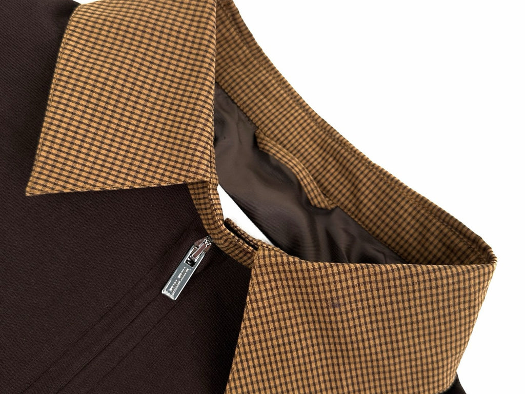 Falection FW26 Caramel Gingham Check Blouson Jacket