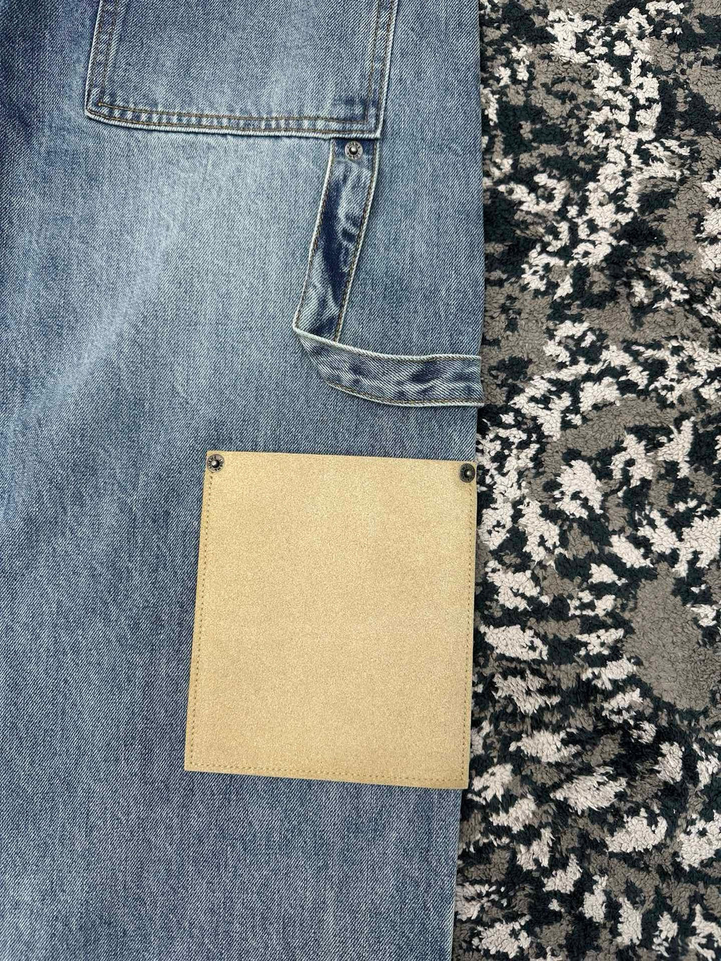 Falection FW26 Leather Patch Straight Leg Jeans in 2 Colors
