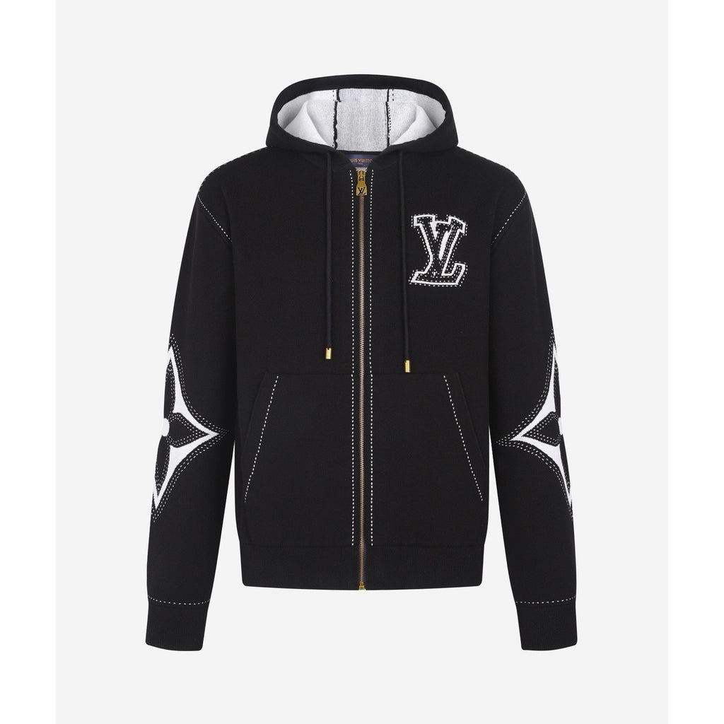 Falection FW26 Graphic Intarsia Zipped Cotton Hoodie in 2 Colors